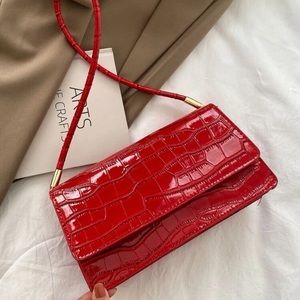 SHEIN Croc Embossed Baguette Bag (New)
